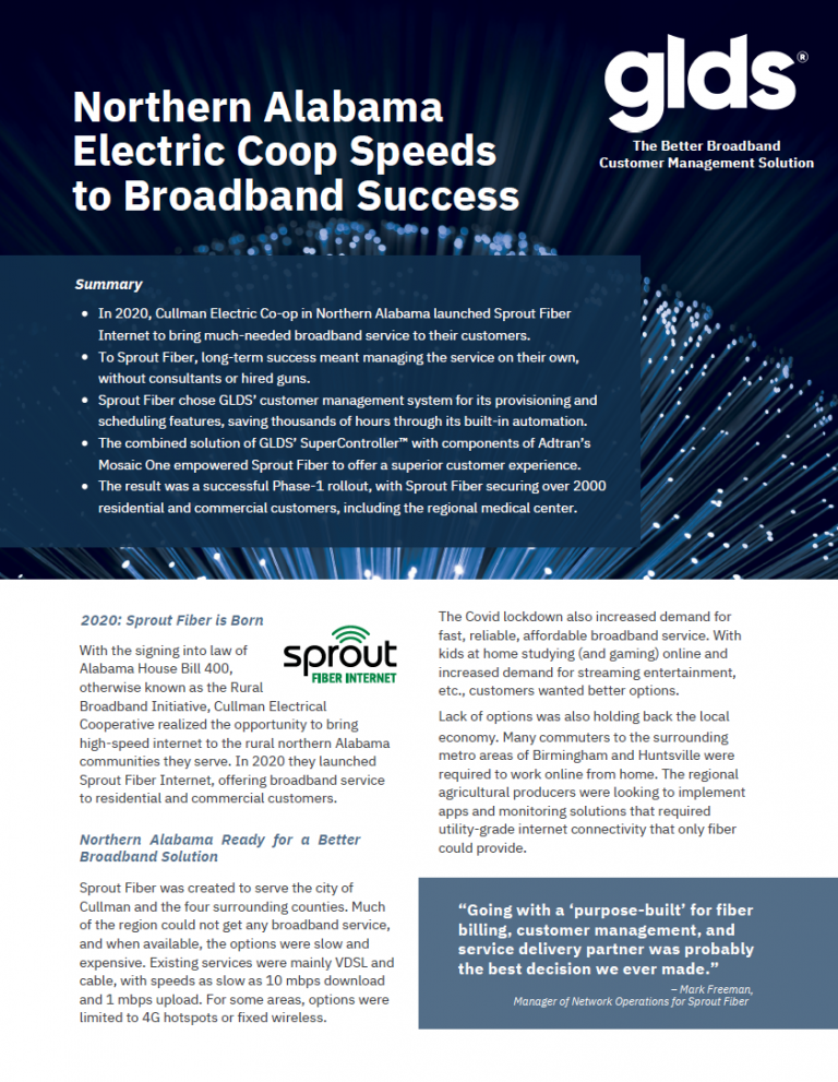 CASE STUDY Northern Alabama Electric Coop Speeds to Broadband Success